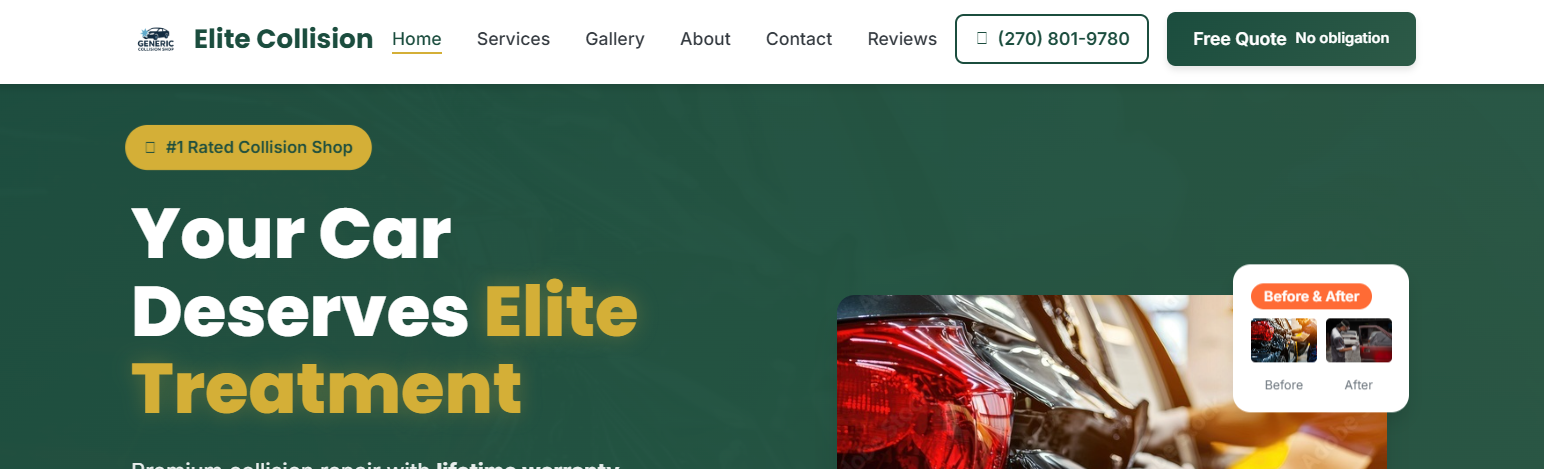 NichePort Auto Repair Website Preview