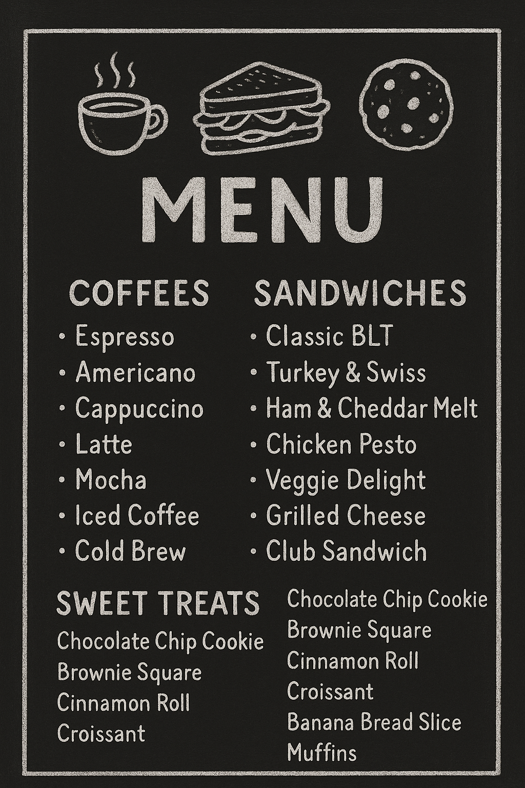 Cafe Menu